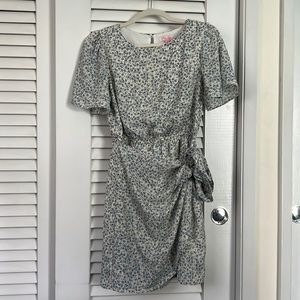 Pink Lily white and blue floral dress size medium.